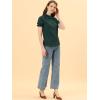 imageAllegra K Womens Cotton Short Sleeve Button Down Peter Pan Collar BlouseDark Green