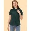 imageAllegra K Womens Cotton Short Sleeve Button Down Peter Pan Collar BlouseDark Green