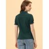 imageAllegra K Womens Cotton Short Sleeve Button Down Peter Pan Collar BlouseDark Green