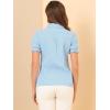 imageAllegra K Womens Cotton Short Sleeve Button Down Peter Pan Collar BlouseLight Blue