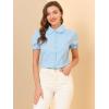 imageAllegra K Womens Cotton Short Sleeve Button Down Peter Pan Collar BlouseLight Blue