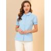 imageAllegra K Womens Cotton Short Sleeve Button Down Peter Pan Collar BlouseLight Blue