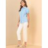 imageAllegra K Womens Cotton Short Sleeve Button Down Peter Pan Collar BlouseLight Blue