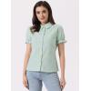 imageAllegra K Womens Cotton Short Sleeve Button Down Peter Pan Collar BlouseLight Green