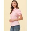 imageAllegra K Womens Cotton Short Sleeve Button Down Peter Pan Collar BlouseLight Pink