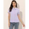 imageAllegra K Womens Cotton Short Sleeve Button Down Peter Pan Collar BlouseLight Purple