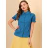 imageAllegra K Womens Cotton Short Sleeve Button Down Peter Pan Collar BlouseOcean Blue