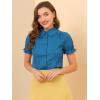 imageAllegra K Womens Cotton Short Sleeve Button Down Peter Pan Collar BlouseOcean Blue