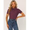 imageAllegra K Womens Cotton Short Sleeve Button Down Peter Pan Collar BlousePurple