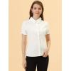 imageAllegra K Womens Cotton Short Sleeve Button Down Peter Pan Collar BlouseWhite