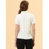 imageAllegra K Womens Cotton Short Sleeve Button Down Peter Pan Collar BlouseWhite