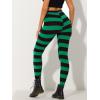 imageAllegra K Womens Leggings Printed High Waist Elastic Waistband Party Yoga Christmas Stirrup PantsBlack Greenstripe