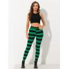 imageAllegra K Womens Leggings Printed High Waist Elastic Waistband Party Yoga Christmas Stirrup PantsBlack Greenstripe