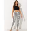imageAllegra K Womens Leggings Printed High Waist Elastic Waistband Party Yoga Christmas Stirrup PantsBlack Whitecolor Stripe