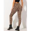 imageAllegra K Womens Leggings Printed High Waist Elastic Waistband Party Yoga Christmas Stirrup PantsDark Beigeleopard
