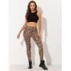 imageAllegra K Womens Leggings Printed High Waist Elastic Waistband Party Yoga Christmas Stirrup PantsDark Beigeleopard