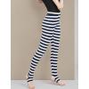 imageAllegra K Womens Leggings Printed High Waist Elastic Waistband Party Yoga Christmas Stirrup PantsDark Bluestripe