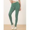 imageAllegra K Womens Leggings Printed High Waist Elastic Waistband Party Yoga Christmas Stirrup PantsDark Green Whitestripe