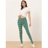 imageAllegra K Womens Leggings Printed High Waist Elastic Waistband Party Yoga Christmas Stirrup PantsDark Green Whitestripe