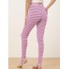 imageAllegra K Womens Leggings Printed High Waist Elastic Waistband Party Yoga Christmas Stirrup PantsFushcia Whitestripe