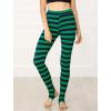 imageAllegra K Womens Leggings Printed High Waist Elastic Waistband Party Yoga Christmas Stirrup PantsGreen Bluestripe
