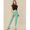 imageAllegra K Womens Leggings Printed High Waist Elastic Waistband Party Yoga Christmas Stirrup PantsGreen Whitestripe
