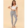 imageAllegra K Womens Leggings Printed High Waist Elastic Waistband Party Yoga Christmas Stirrup PantsGrey Whitestripe