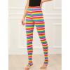 imageAllegra K Womens Leggings Printed High Waist Elastic Waistband Party Yoga Christmas Stirrup PantsMulticolorstripe