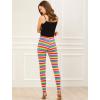 imageAllegra K Womens Leggings Printed High Waist Elastic Waistband Party Yoga Christmas Stirrup PantsMulticolorstripe