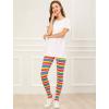 imageAllegra K Womens Leggings Printed High Waist Elastic Waistband Party Yoga Christmas Stirrup PantsMulticolorstripe