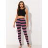 imageAllegra K Womens Leggings Printed High Waist Elastic Waistband Party Yoga Christmas Stirrup PantsNavy Pinkstripe