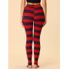 imageAllegra K Womens Leggings Printed High Waist Elastic Waistband Party Yoga Christmas Stirrup PantsNavy Redstripe