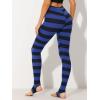 imageAllegra K Womens Leggings Printed High Waist Elastic Waistband Party Yoga Christmas Stirrup PantsNavy Royal Bluestripe