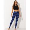 imageAllegra K Womens Leggings Printed High Waist Elastic Waistband Party Yoga Christmas Stirrup PantsNavy Royal Bluestripe