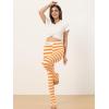 imageAllegra K Womens Leggings Printed High Waist Elastic Waistband Party Yoga Christmas Stirrup PantsOrange Whitestripe