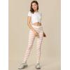 imageAllegra K Womens Leggings Printed High Waist Elastic Waistband Party Yoga Christmas Stirrup PantsPink Whitestripe