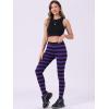 imageAllegra K Womens Leggings Printed High Waist Elastic Waistband Party Yoga Christmas Stirrup PantsPurple Blackstripe