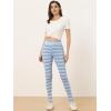 imageAllegra K Womens Leggings Printed High Waist Elastic Waistband Party Yoga Christmas Stirrup PantsViolet Blue Stripe