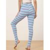 imageAllegra K Womens Leggings Printed High Waist Elastic Waistband Party Yoga Christmas Stirrup PantsViolet Blue Stripe