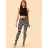 imageAllegra K Womens Leggings Printed High Waist Elastic Waistband Party Yoga Christmas Stirrup PantsWhite Blackcolor Stripe