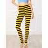 imageAllegra K Womens Leggings Printed High Waist Elastic Waistband Party Yoga Christmas Stirrup PantsYellow Blackstripe