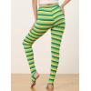 imageAllegra K Womens Leggings Printed High Waist Elastic Waistband Party Yoga Christmas Stirrup PantsYellow Greenstripe