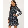 imageAllegra K Womens Smocked Waist Sheer Sleeve Ruffle Layers Floral Chiffon DressDeep Blue