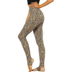 imageAllegra K Womens Leggings Printed High Waist Elastic Waistband Party Yoga Christmas Stirrup PantsBeigeleopard