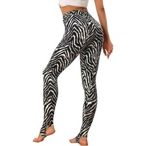 imageAllegra K Womens Leggings Printed High Waist Elastic Waistband Party Yoga Christmas Stirrup PantsBlackzebra