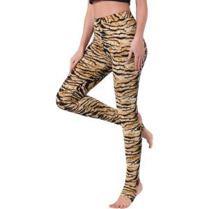 imageAllegra K Womens Leggings Printed High Waist Elastic Waistband Party Yoga Christmas Stirrup PantsBrown Blackzebra