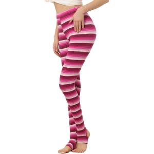 imageAllegra K Womens Leggings Printed High Waist Elastic Waistband Party Yoga Christmas Stirrup PantsHot Pinkstripe