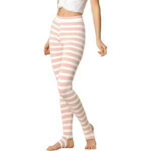 imageAllegra K Womens Leggings Printed High Waist Elastic Waistband Party Yoga Christmas Stirrup PantsPink Whitestripe