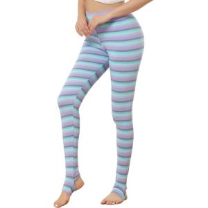 imageAllegra K Womens Leggings Printed High Waist Elastic Waistband Party Yoga Christmas Stirrup PantsViolet Blue Stripe