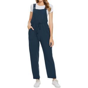 imageAllegra K Womens Overalls Adjutable Strap Drawstring Suspenders JumpsuitDark Blue